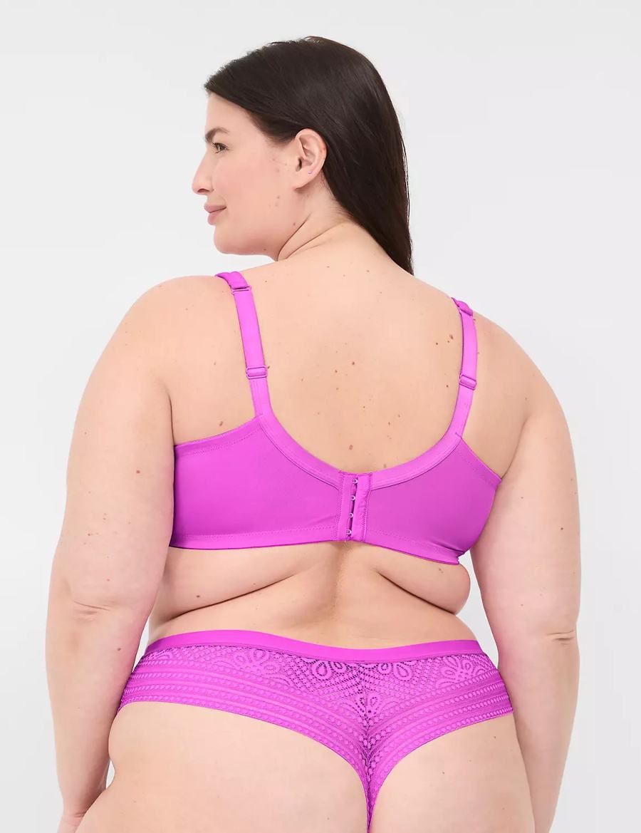 Lane Bryant No-Show With Lace Back Women Thong Panty Light Purple | FKK5646RD