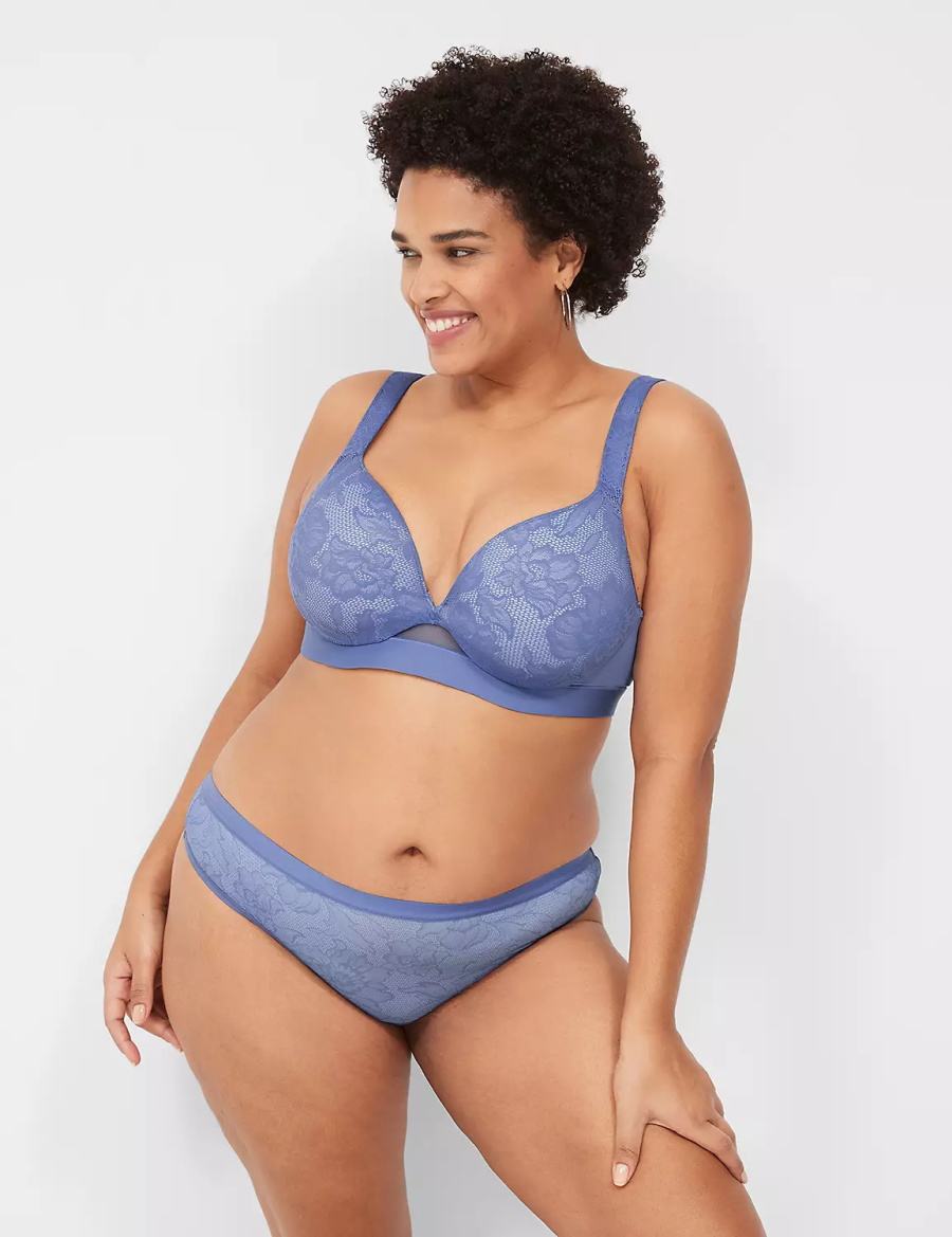 Lane Bryant No-Show Women Thong Panty Blue | UTJ761CQ