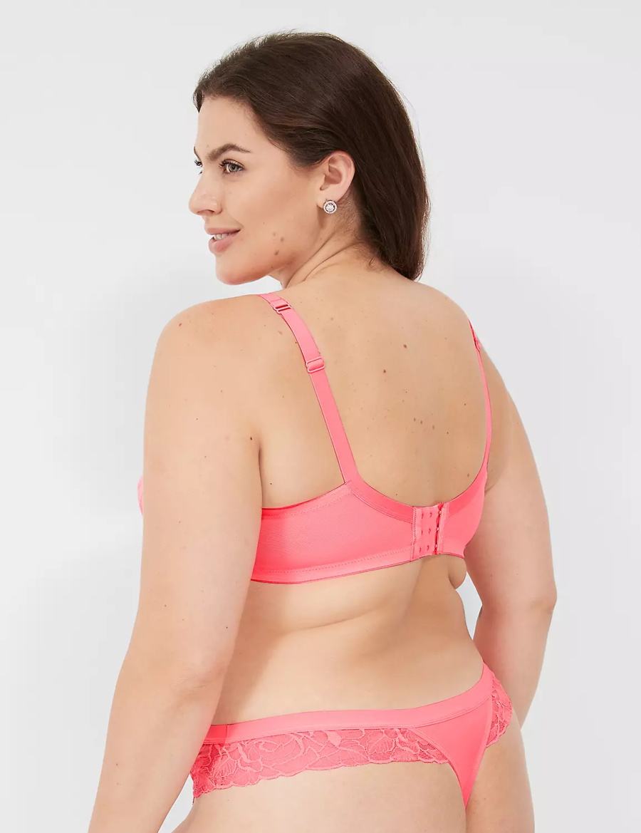 Lane Bryant No-Show with Lace Women Thong Panty Pink | FLF5640GA