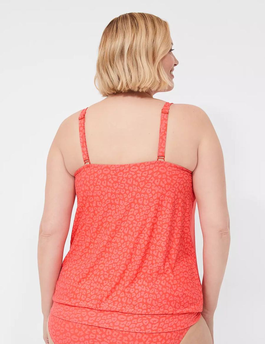 Lane Bryant No-Wire Blouson Tankini Women Bikini Top Coral | LOY9261JP