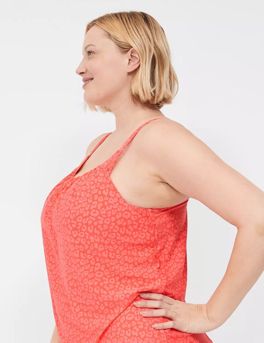 Lane Bryant No-Wire Blouson Tankini Women Bikini Top Coral | LOY9261JP