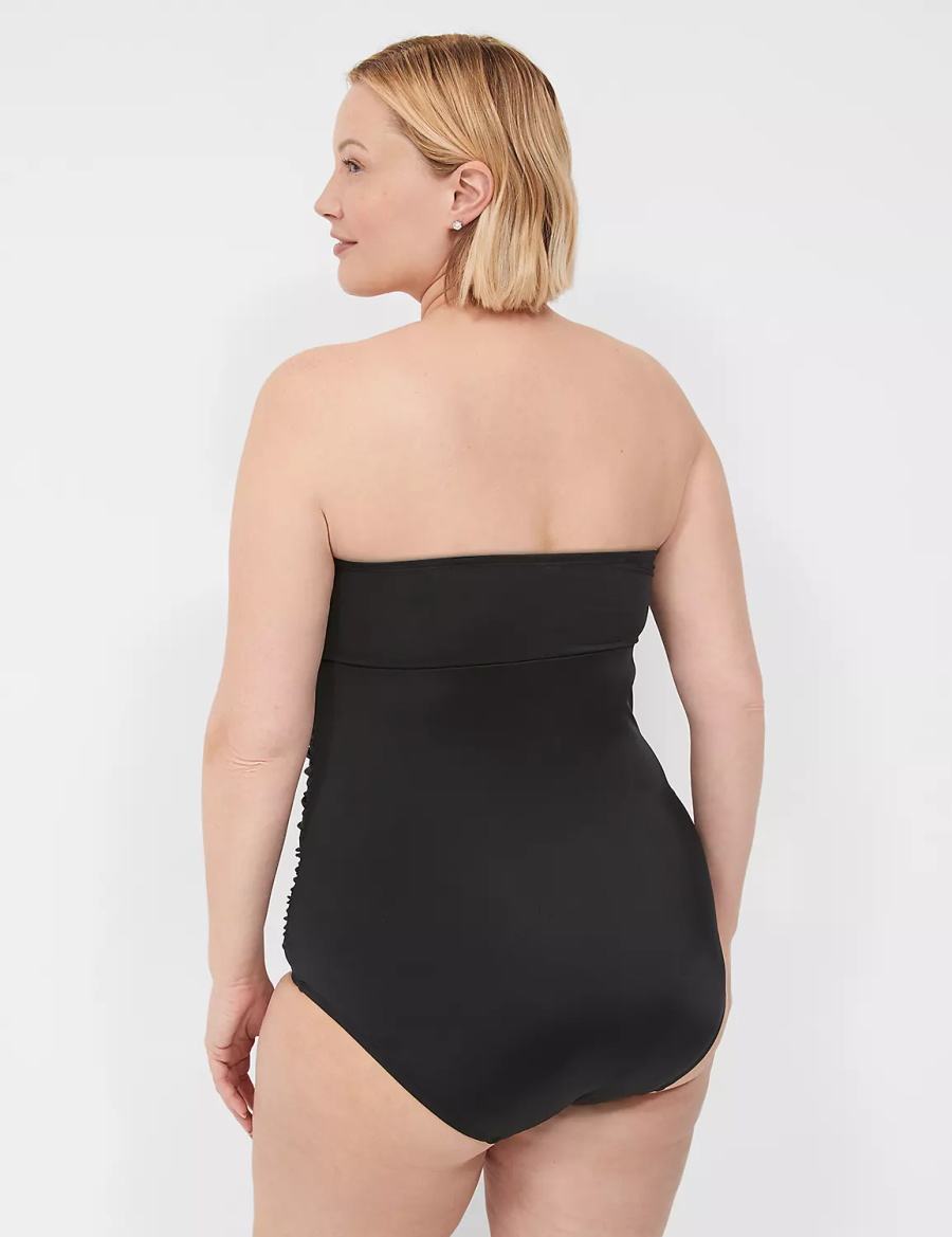 Lane Bryant No-Wire Multi-Way Strapless One-Piece Women Swimsuits Black | SHJ5390BB