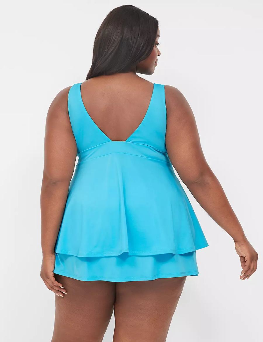 Lane Bryant No-Wire Swing Tankini Women Bikini Top Blue | WFM9746AW