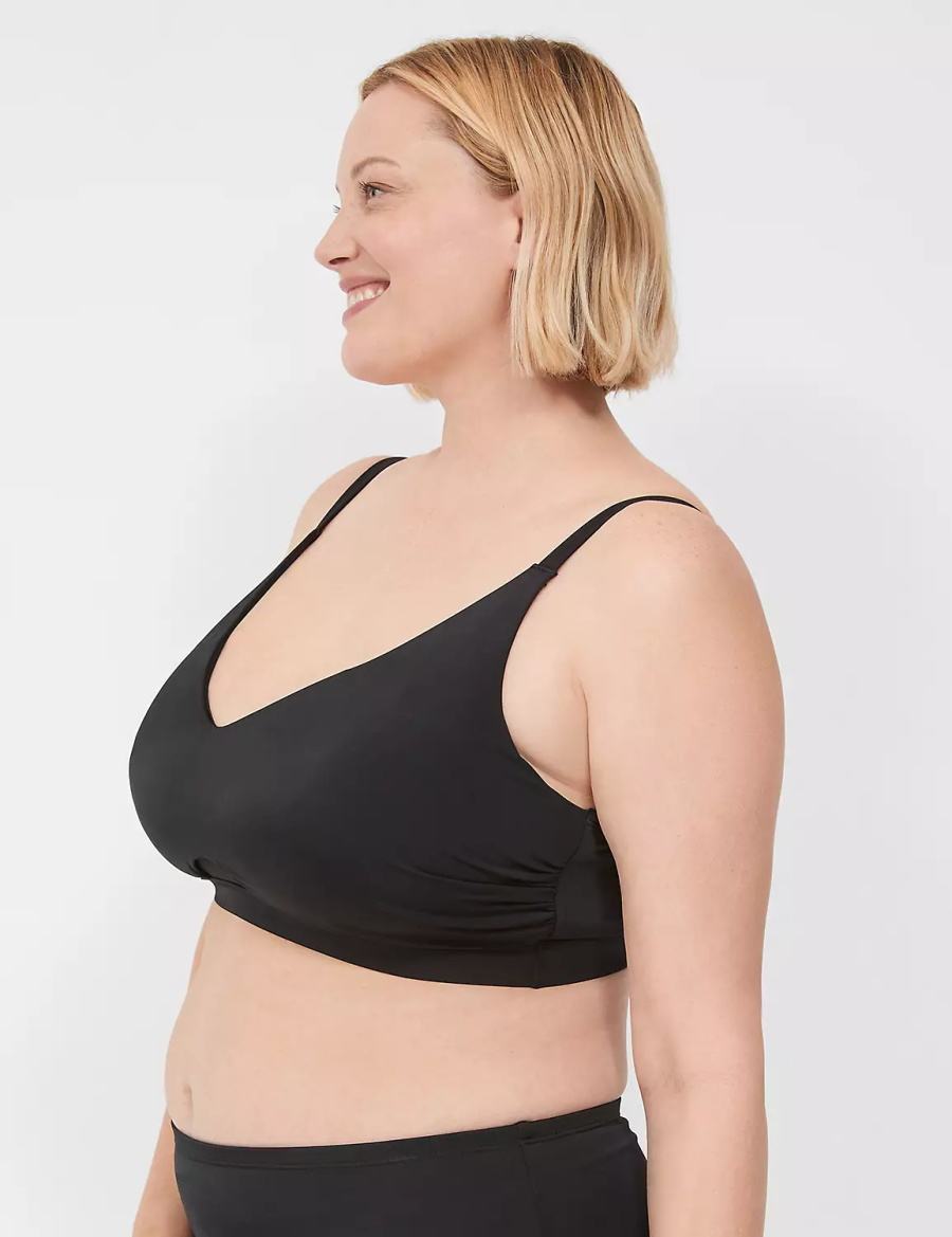 Lane Bryant No-Wire Women Bikini Top Black | XBH9884MV