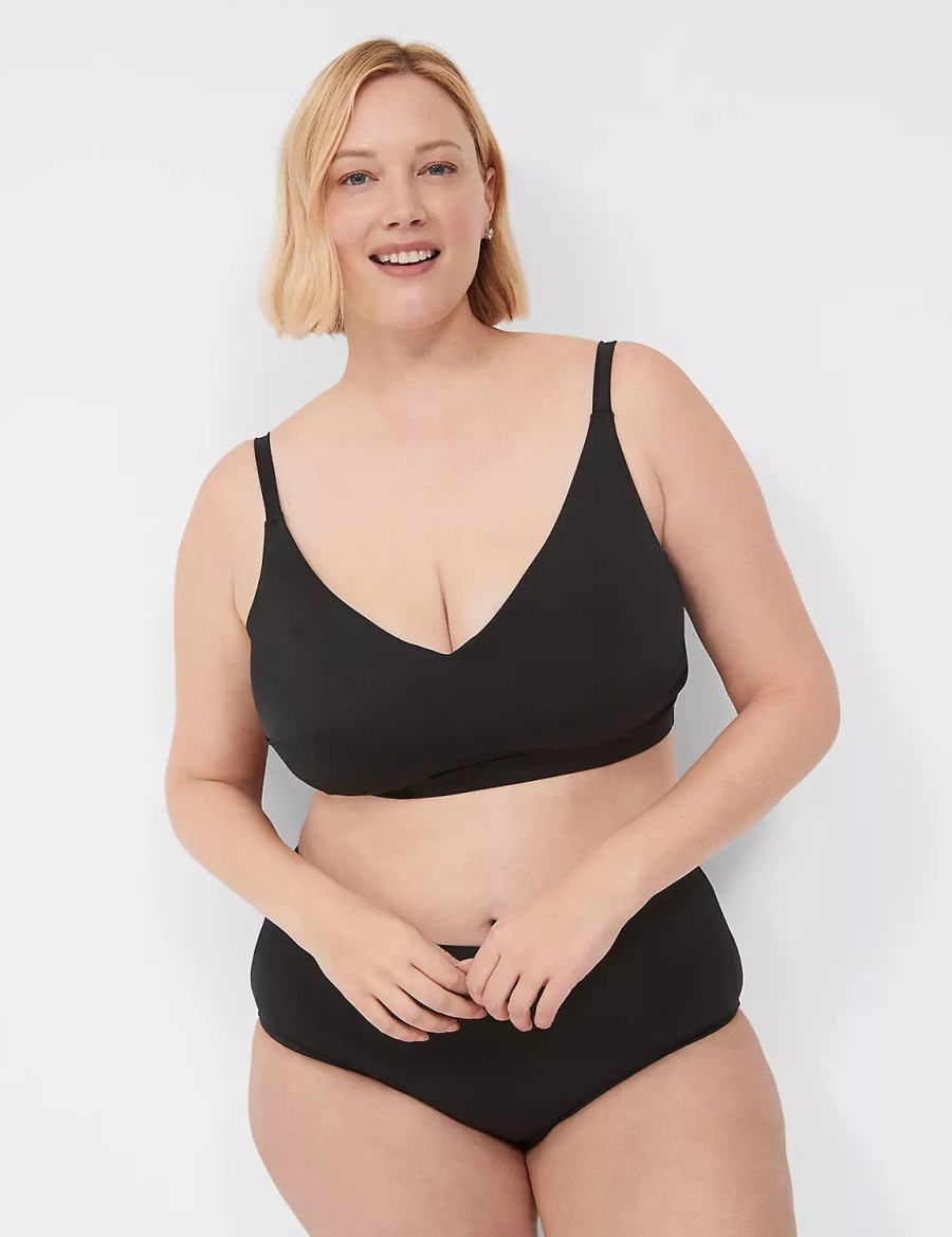 Lane Bryant No-Wire Women Bikini Top Black | XBH9884MV