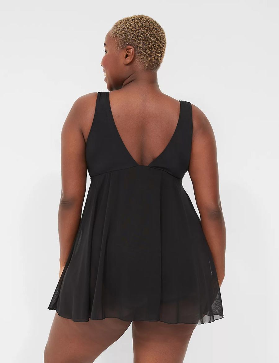 Lane Bryant No-Wire Wrap Swim Women Dress Black | KWE8881IF