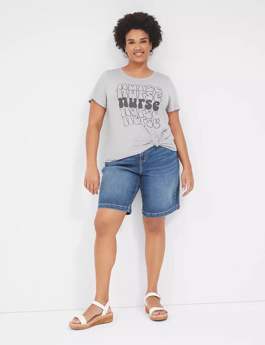 Lane Bryant Nurse Graphic Tee Women T Shirts Grey | UTU1648ZM