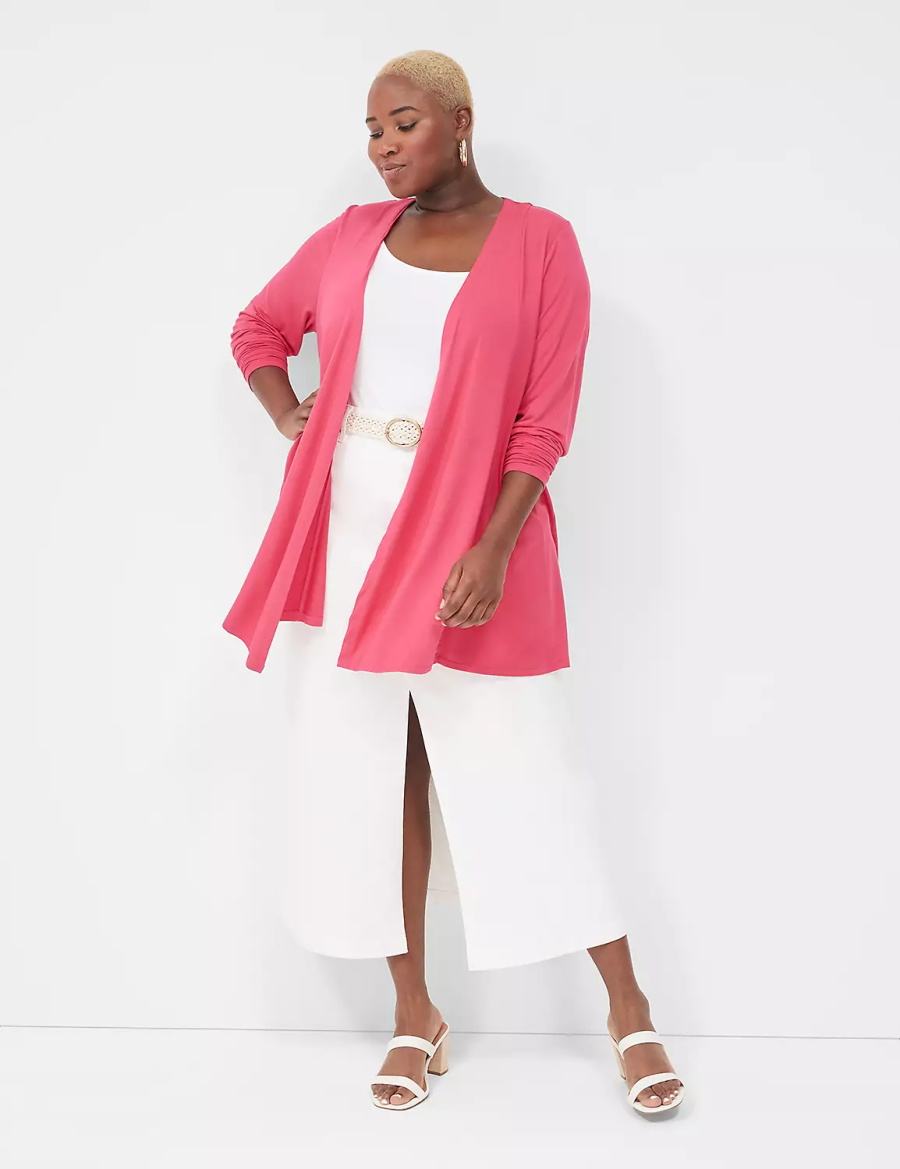 Lane Bryant Open-Front Fit & Flare Overpiece Women Robe Pink | LQU1841XP