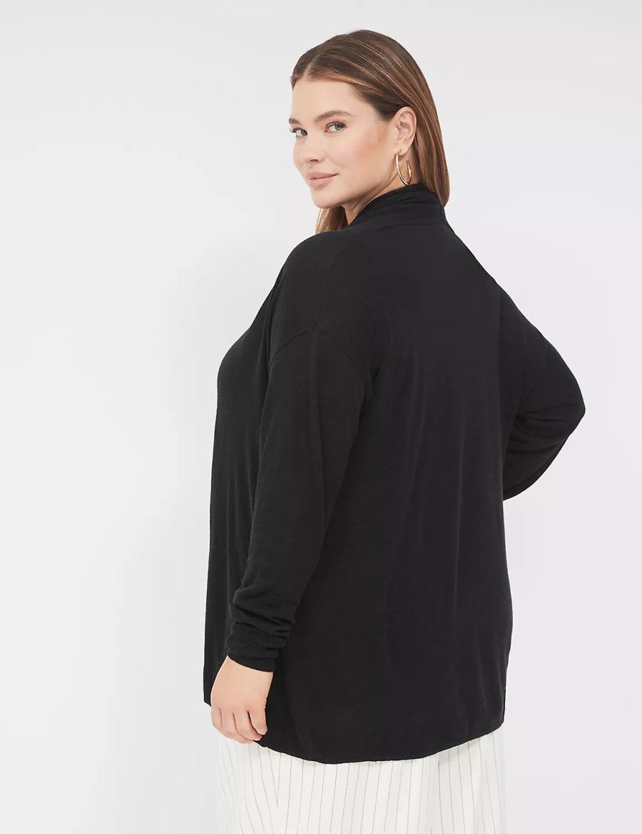 Lane Bryant Open-Front Shawl Collar Women Cardigan Black | DSQ1562BU