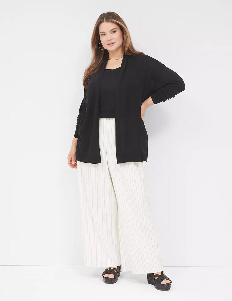 Lane Bryant Open-Front Shawl Collar Women Cardigan Black | DSQ1562BU