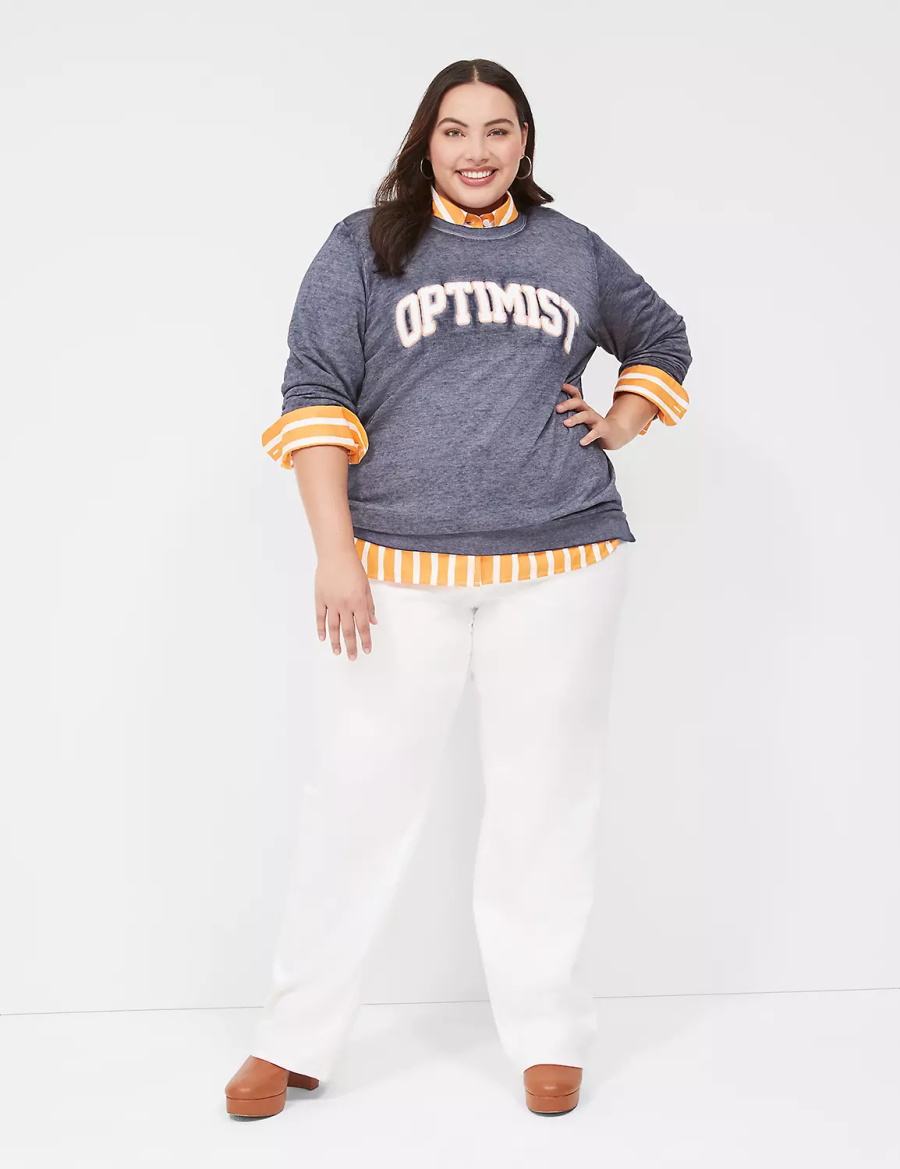 Lane Bryant Optimist Graphic Women Sweatshirts Blue | WZC9633PV