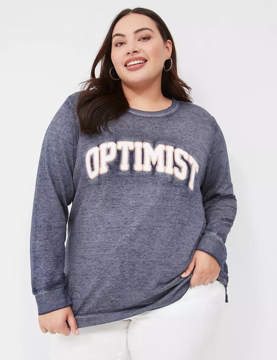 Lane Bryant Optimist Graphic Women Sweatshirts Blue | WZC9633PV