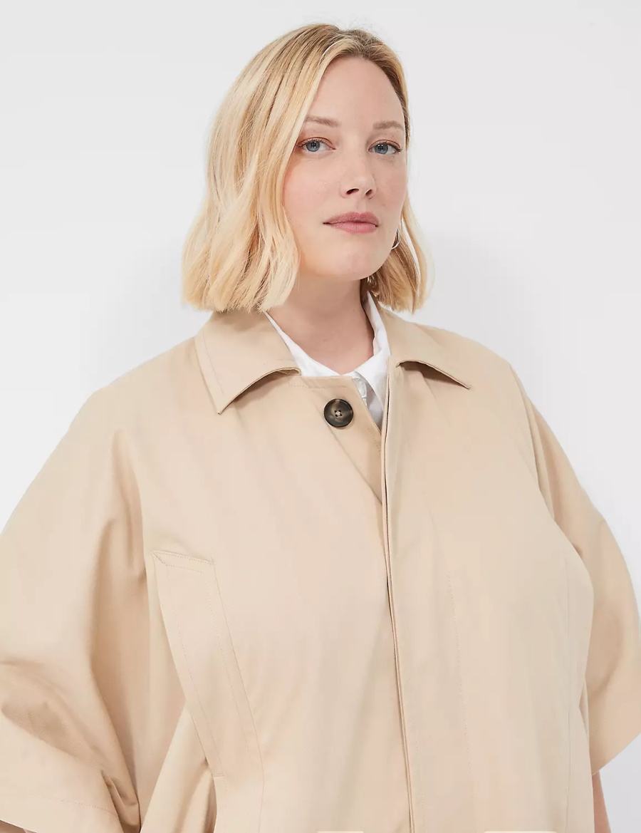 Lane Bryant Oversized Trench Poncho Women Ponchos Khaki | TWE2931EP