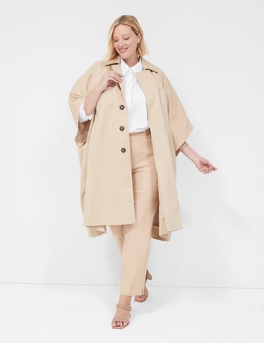 Lane Bryant Oversized Trench Poncho Women Ponchos Khaki | TWE2931EP