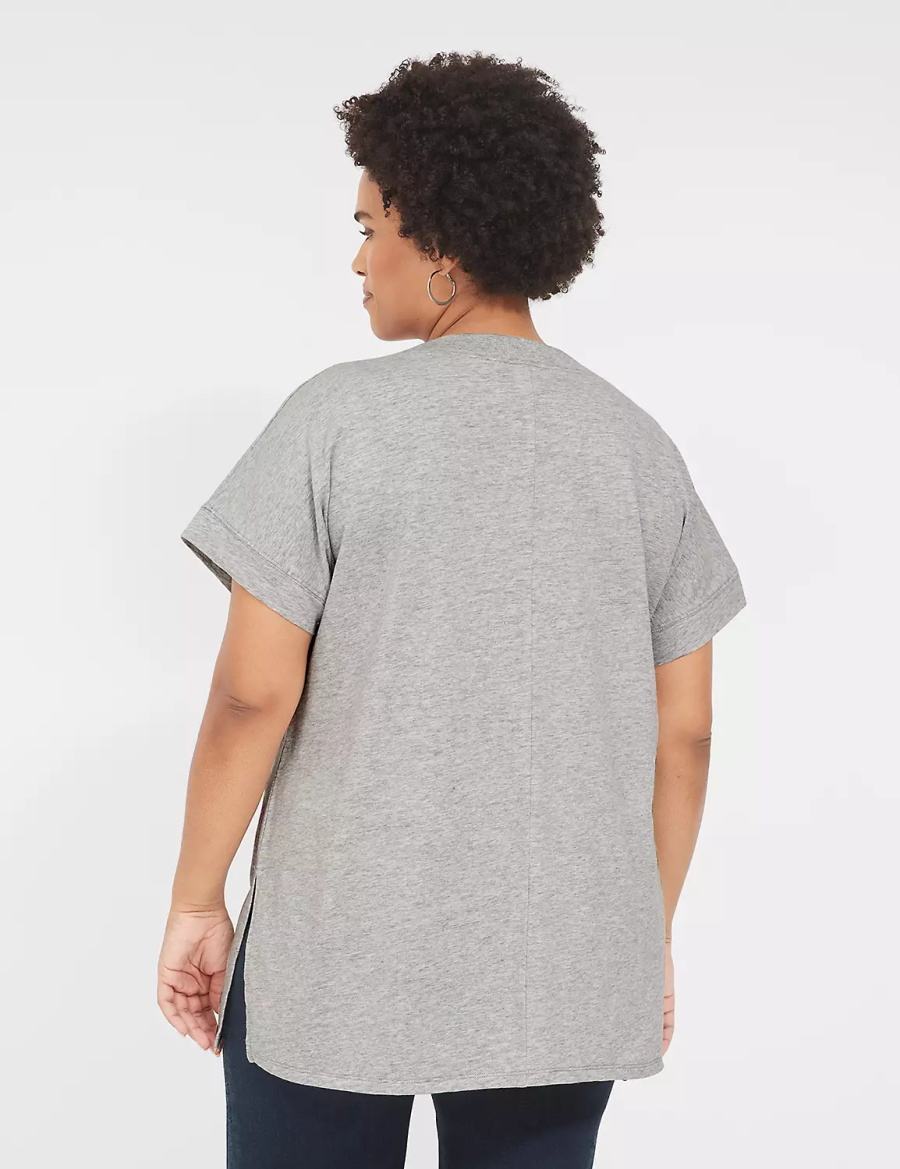 Lane Bryant Palm Trees Graphic Easy Tunic Women T Shirts Grey | RJH4829ZG