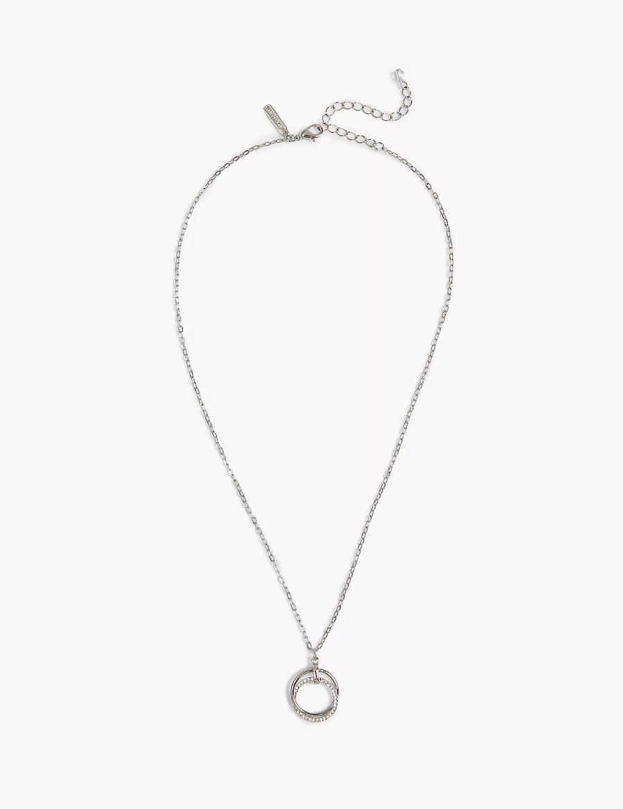 Lane Bryant Pave Interlockings Women Pendant Necklace Silver | IYP9610EC