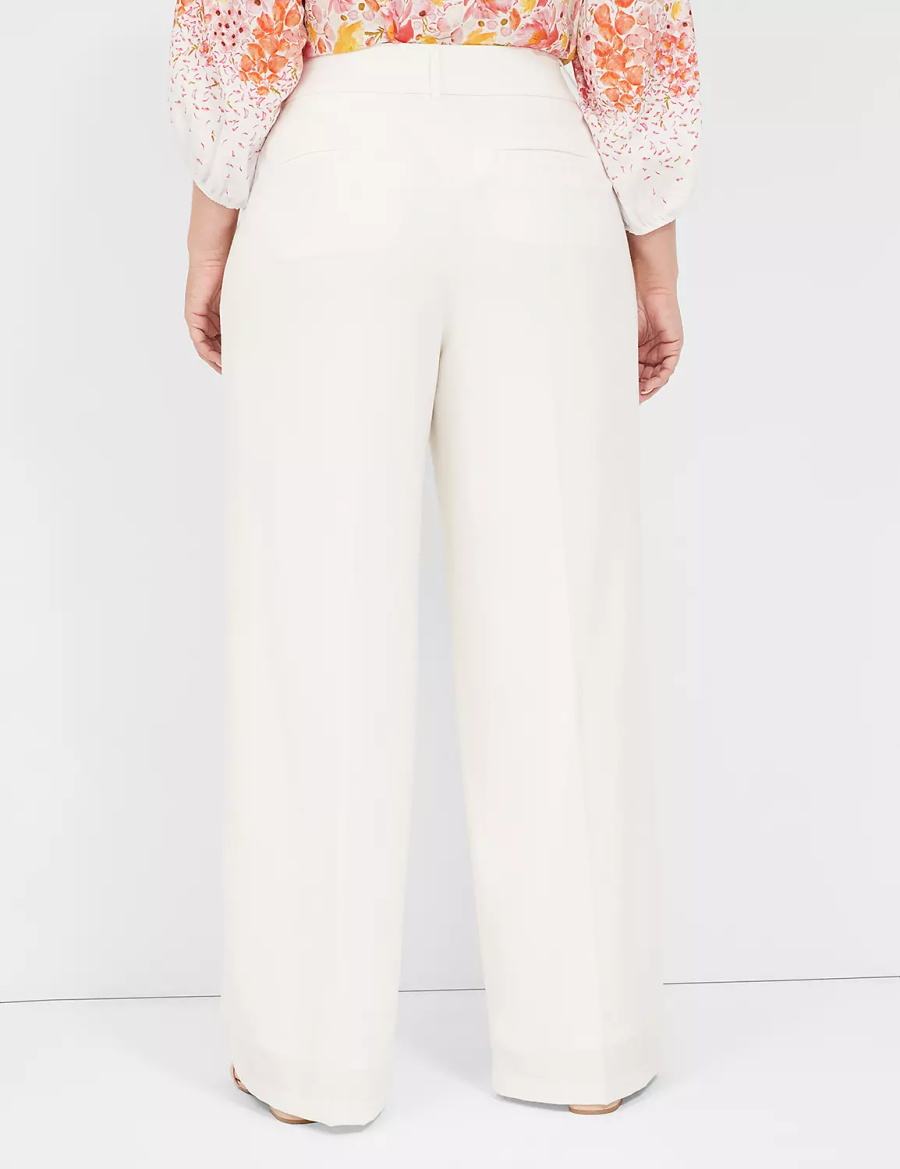 Lane Bryant Perfect Drape High-Rise Wide Leg - Fully Lined Women Pants White Rose | CGM85YI