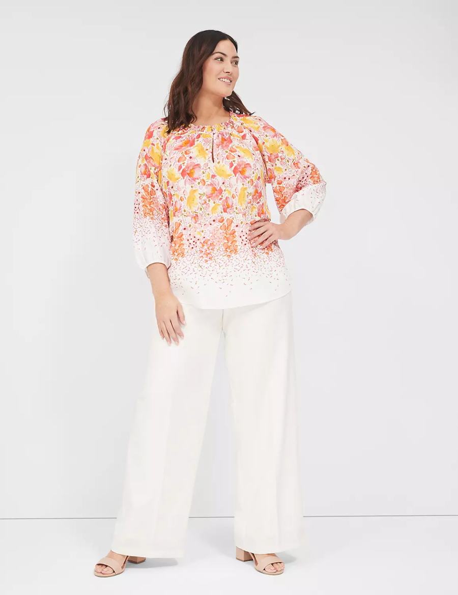 Lane Bryant Perfect Drape High-Rise Wide Leg - Fully Lined Women Pants White Rose | CGM85YI