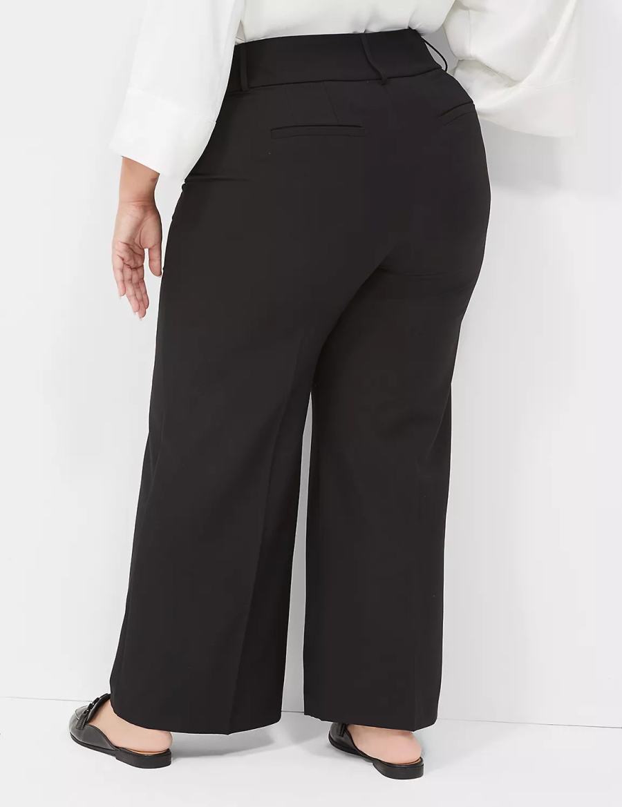 Lane Bryant Perfect Drape High-Rise Wide Leg Women Pants Black | LLM6498CO