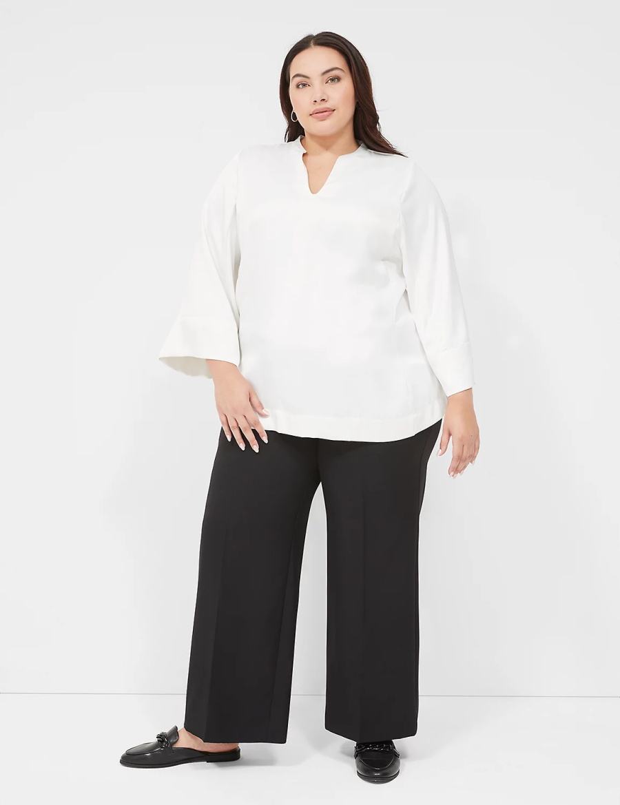 Lane Bryant Perfect Drape High-Rise Wide Leg Women Pants Black | LLM6498CO