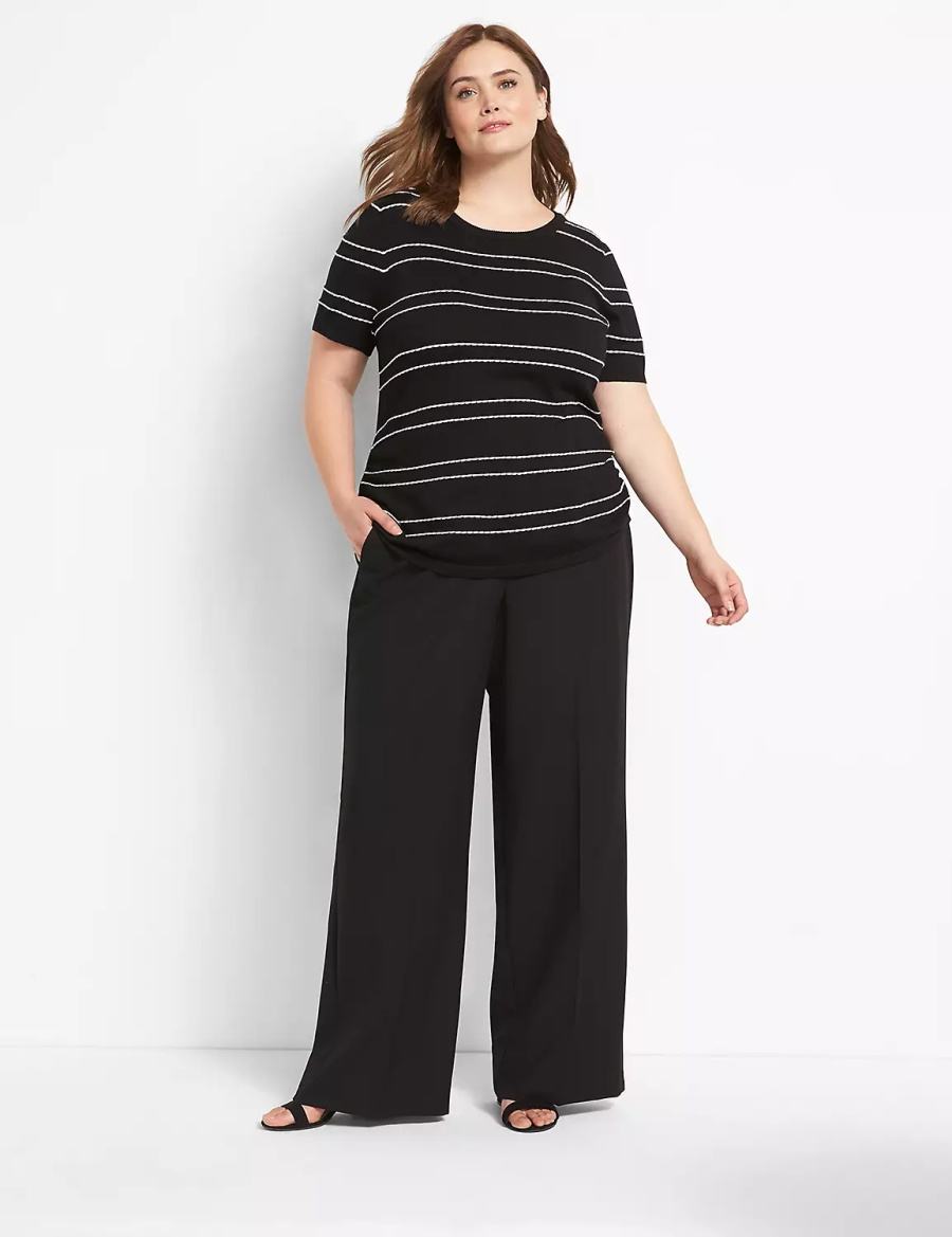 Lane Bryant Perfect Drape High-Rise Wide Leg Women Pants Black | LLM6498CO