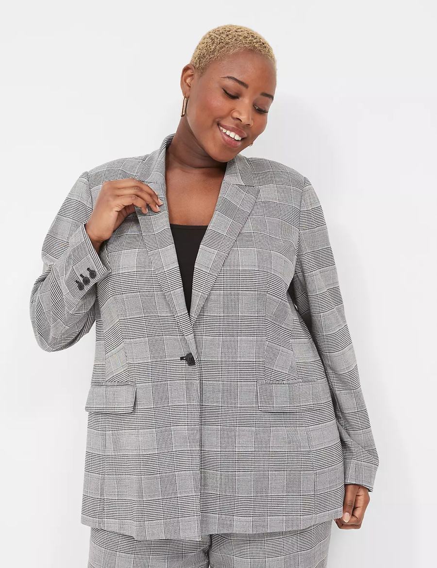 Lane Bryant Perfect Drape One-Button Women Blazers Black | IBR3789ZA