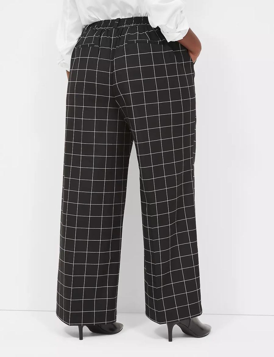 Lane Bryant Perfect Drape Pull-On High-Rise Wide Leg Women Pants Black | ZPK4435MP