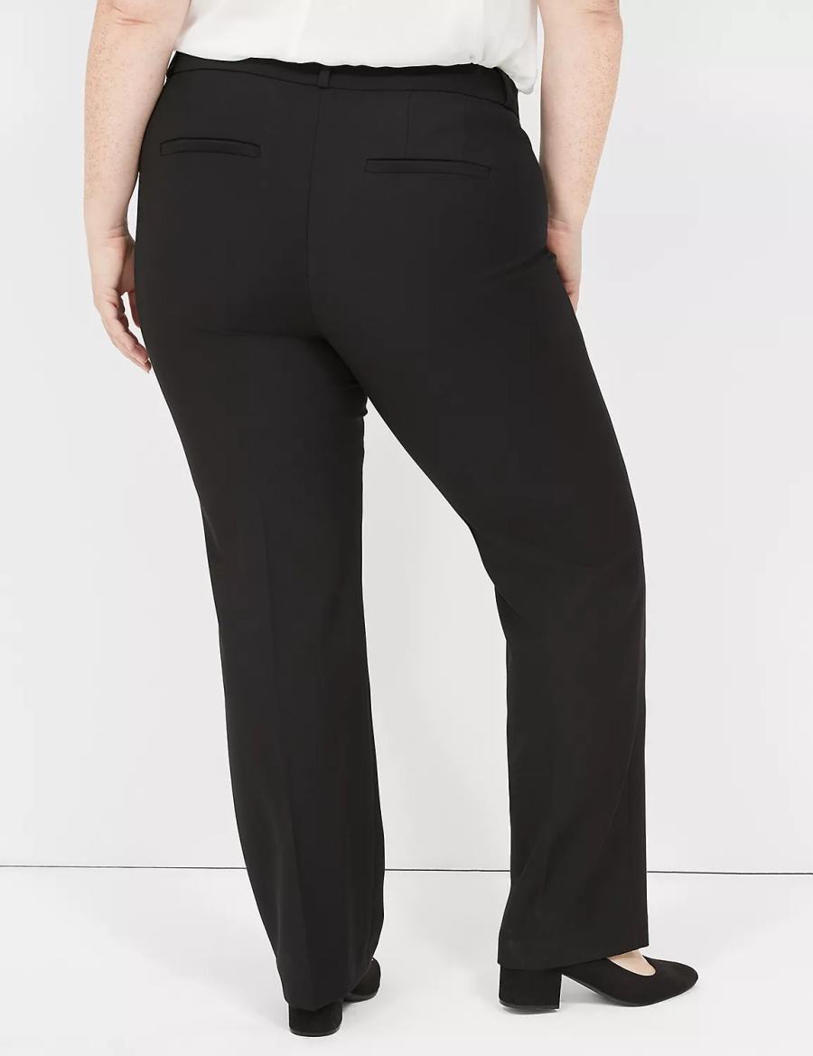 Lane Bryant Perfect Drape Straight Women Pants Black | GHO3635PF