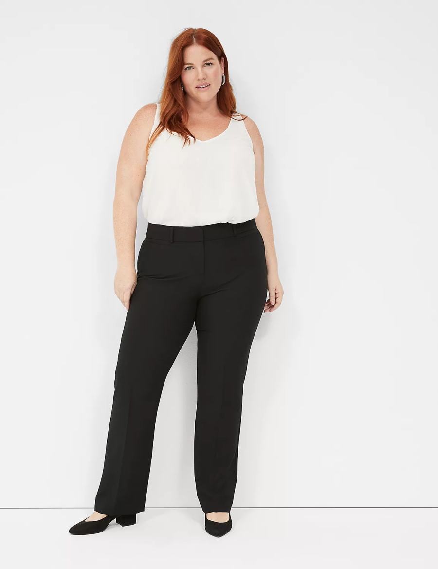 Lane Bryant Perfect Drape Straight Women Pants Black | GHO3635PF