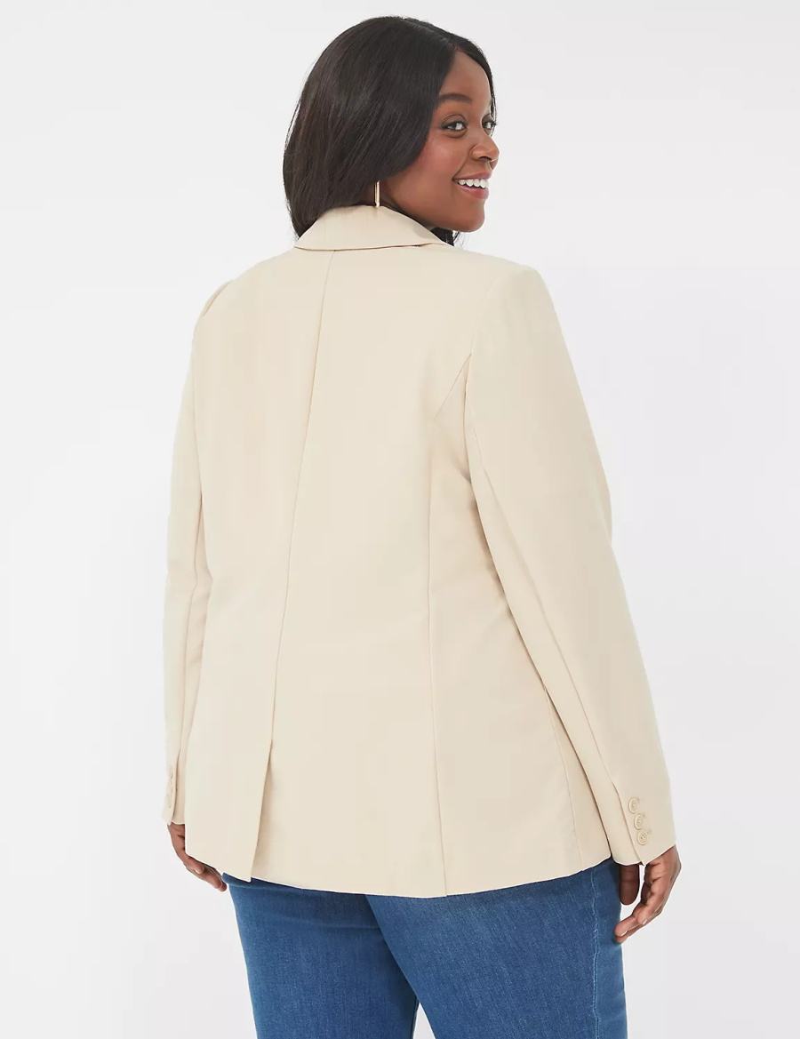 Lane Bryant Perfect Drape Women Blazers Khaki | IHB7999DL