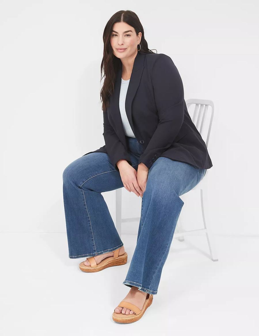 Lane Bryant Perfect Drape Women Blazers Blue | TIW7735KF