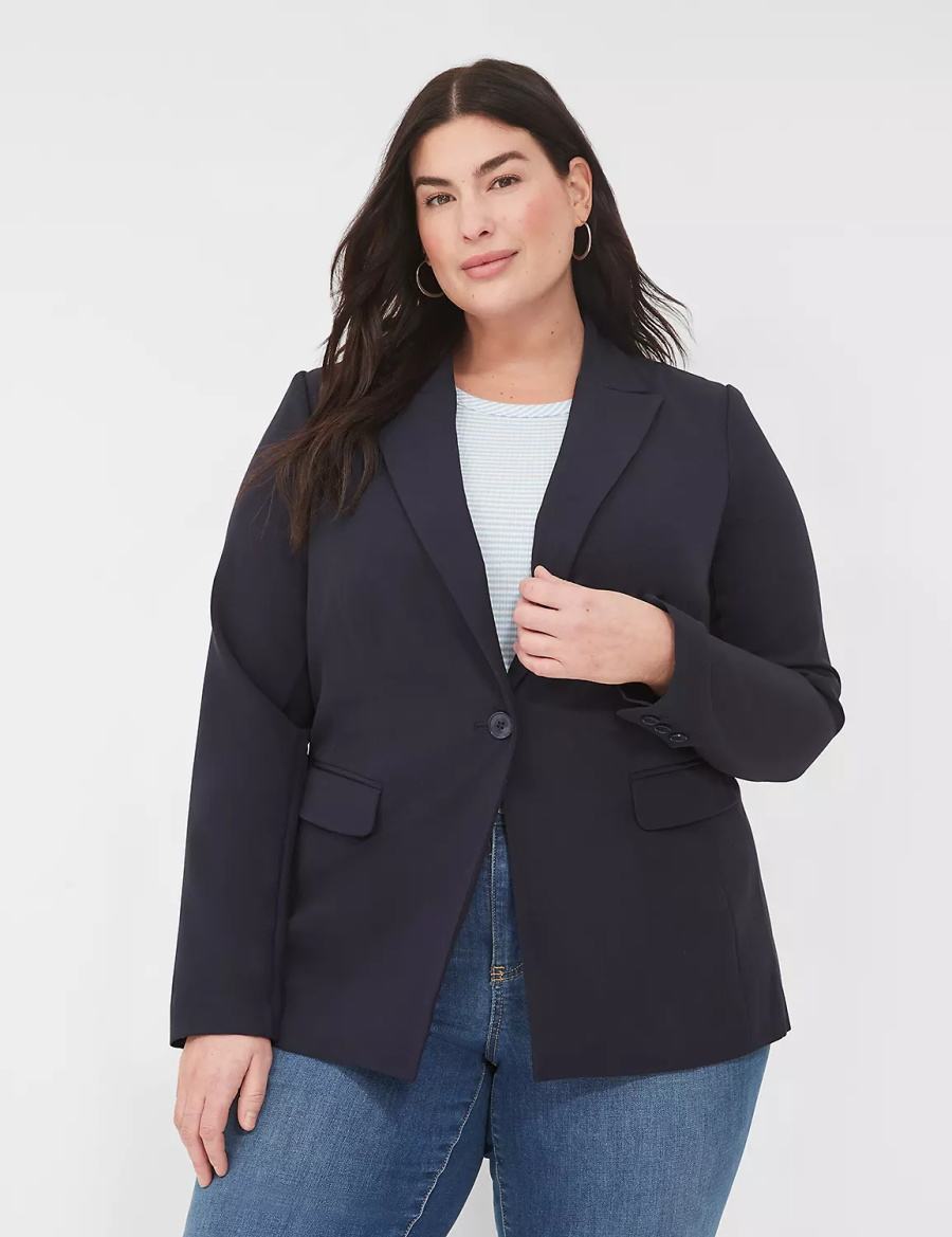 Lane Bryant Perfect Drape Women Blazers Blue | TIW7735KF