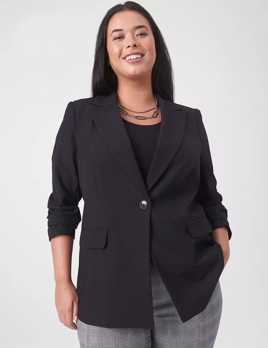 Lane Bryant Perfect Drape Women Blazers Black | CTX1724XW