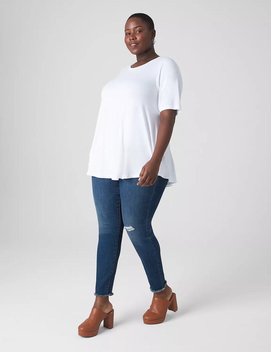 Lane Bryant Perfect Sleeve Crew-Neck Extreme Swing Tunic Women T Shirts White | KBF9130BJ