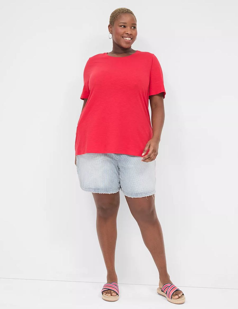 Lane Bryant Perfect Sleeve Crew-Neck Tee Women T Shirts Red | SGG8932VK