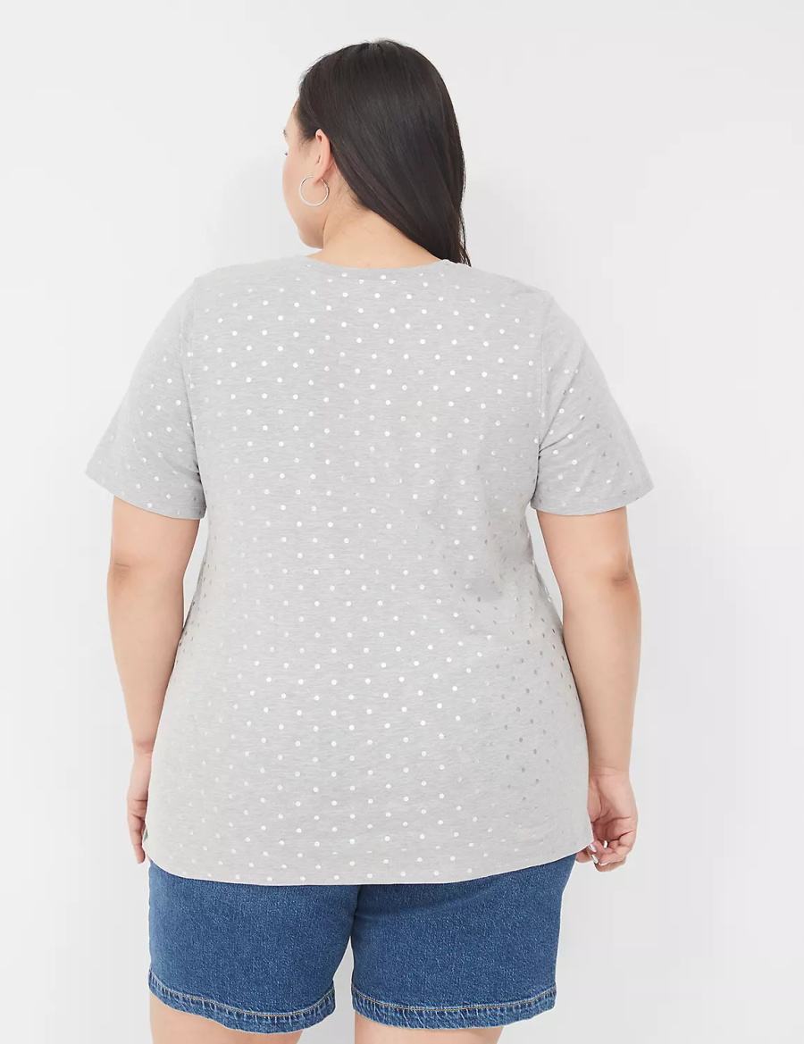 Lane Bryant Perfect Sleeve Crew-Neck Tee Women T Shirts Grey | JQK4680GW