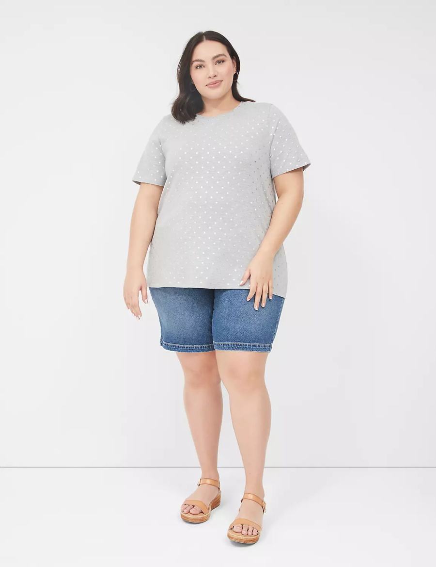 Lane Bryant Perfect Sleeve Crew-Neck Tee Women T Shirts Grey | JQK4680GW