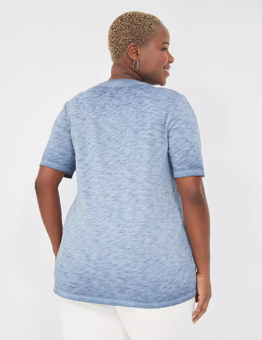 Lane Bryant Perfect Sleeve Crew-Neck Wash Tee Women T Shirts Blue | SON1690YR