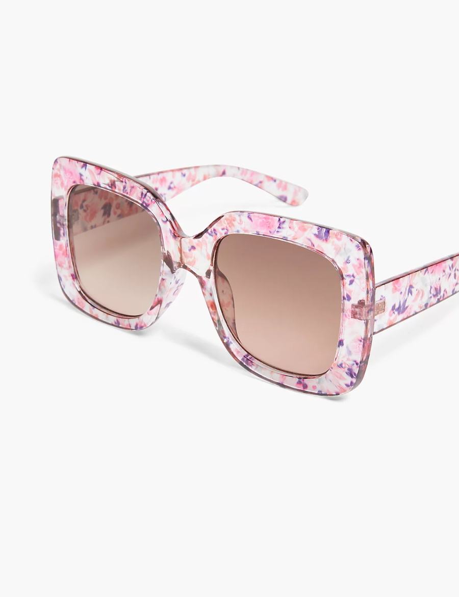 Lane Bryant Pink Floral Oversized Square Women Sunglasses Pink Multicolor | LER5740EK