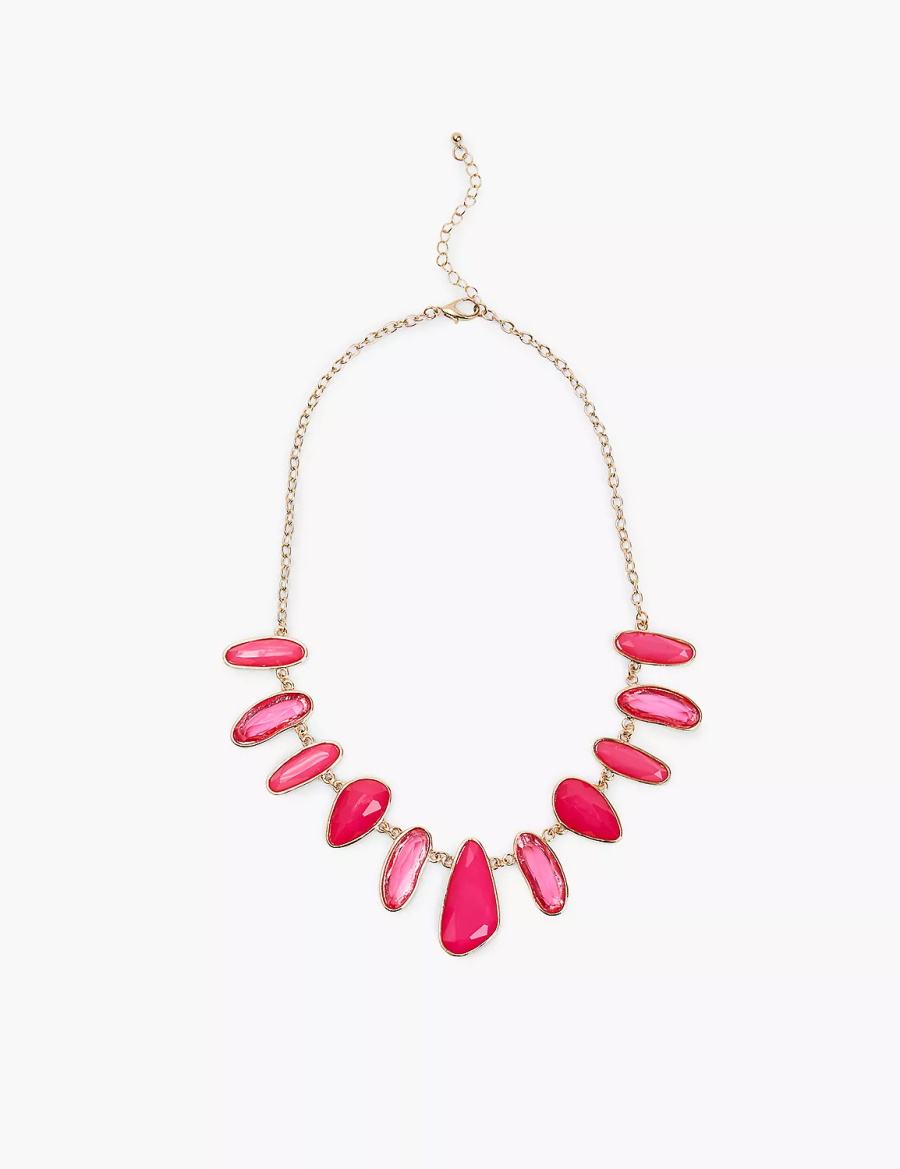 Lane Bryant Pink Imitation Stone Women Necklace Gold | SOA5918TP