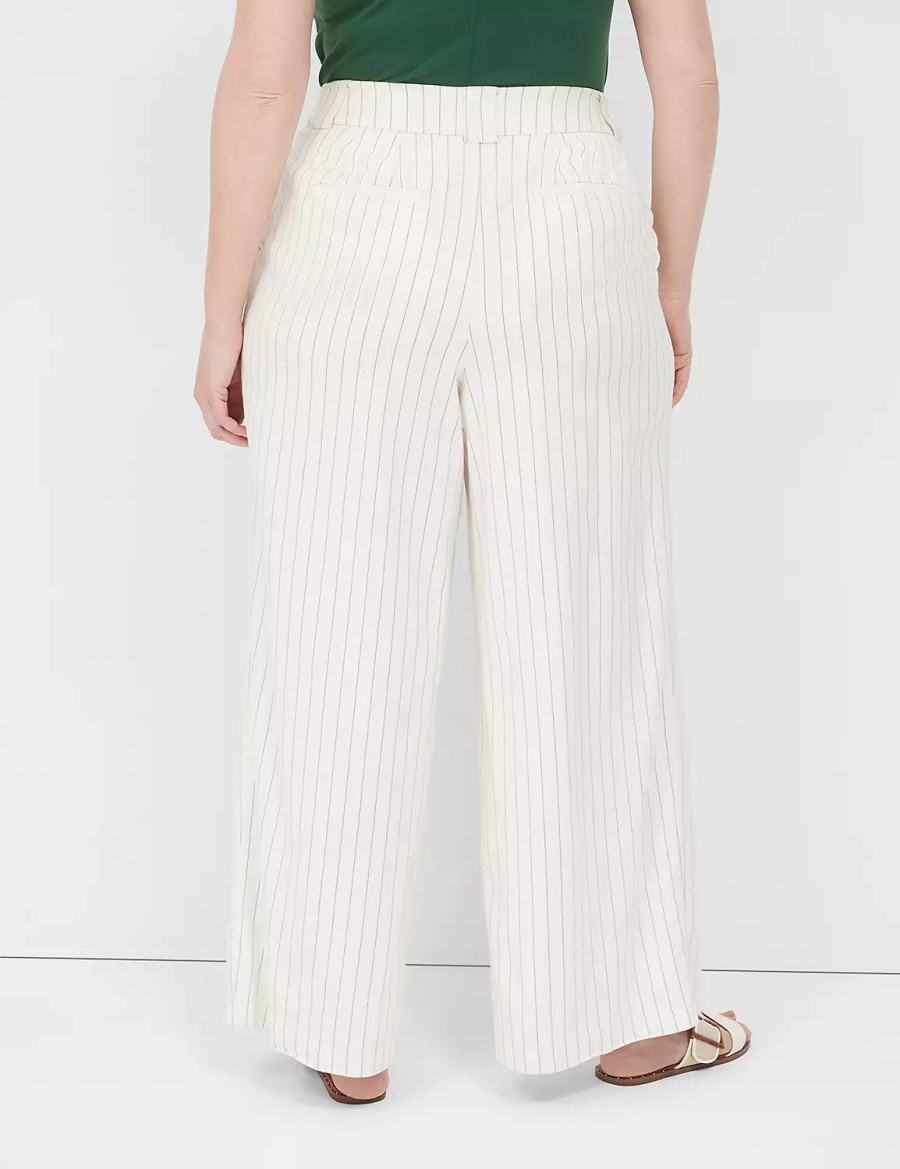 Lane Bryant Pleated Wide Leg Women Pants White | GNY8242AR