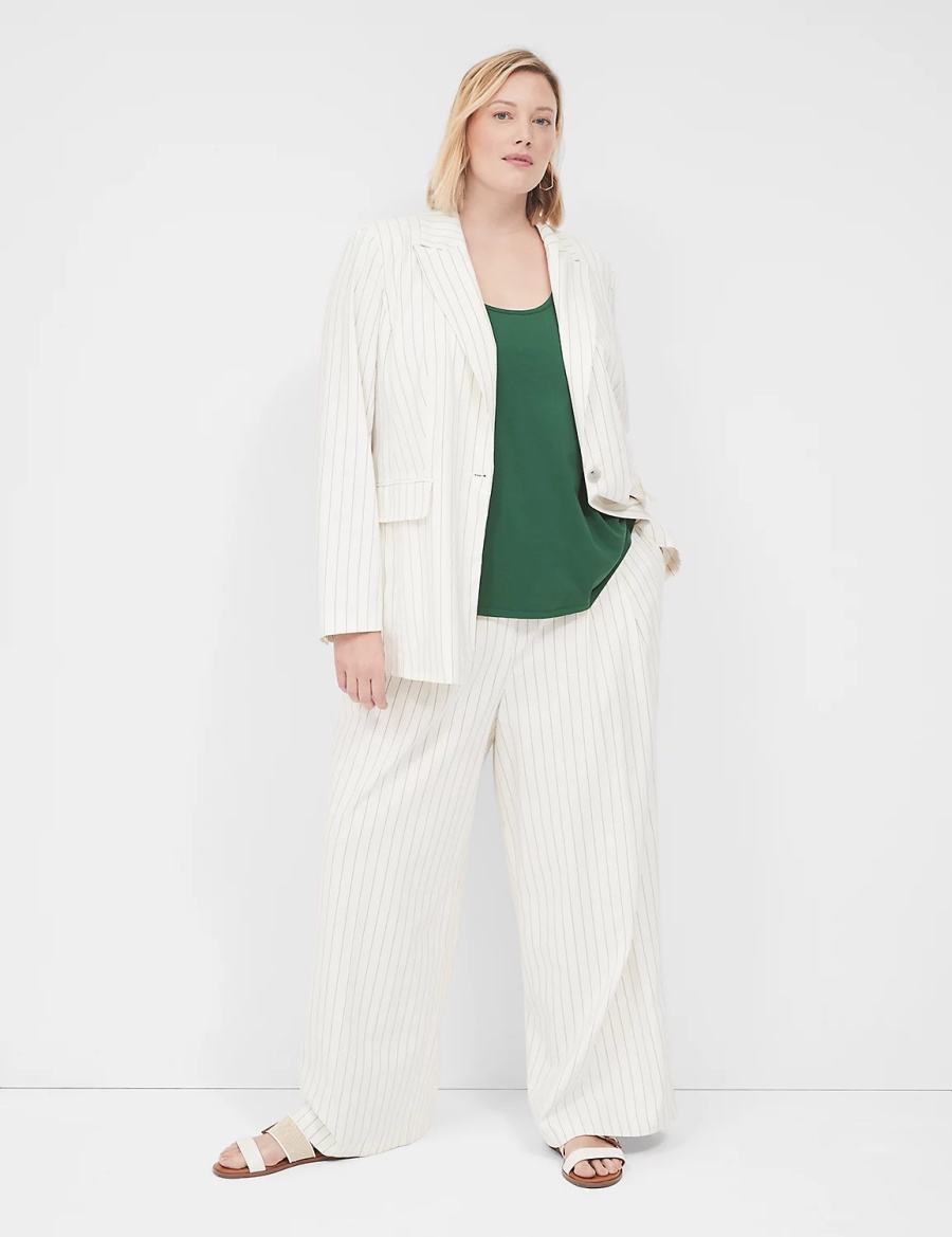 Lane Bryant Pleated Wide Leg Women Pants White | GNY8242AR