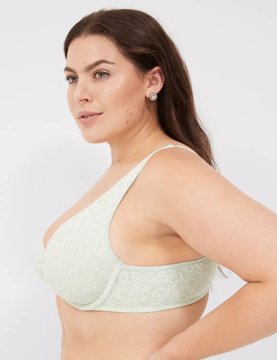 Lane Bryant Plunge with Lace Women Unlined Bra Light Green | SKA2158LP