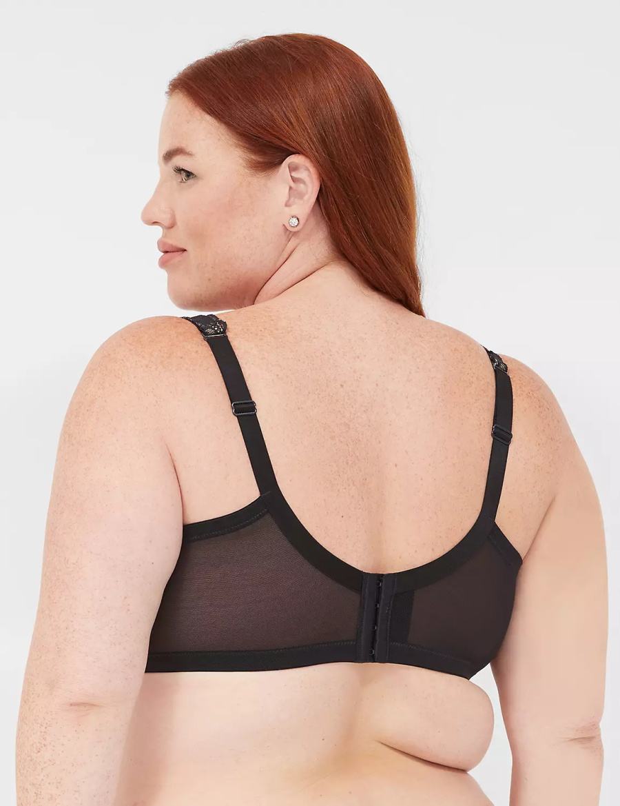 Lane Bryant Plunge with Lace Women Unlined Bra Black | BRN5286QQ