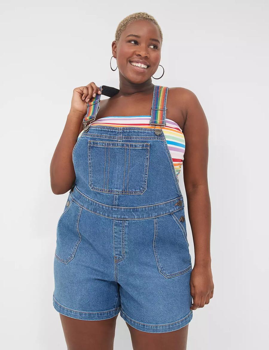 Lane Bryant Pride Boyfriend Denim Women Overall Blue | LBB3054SE