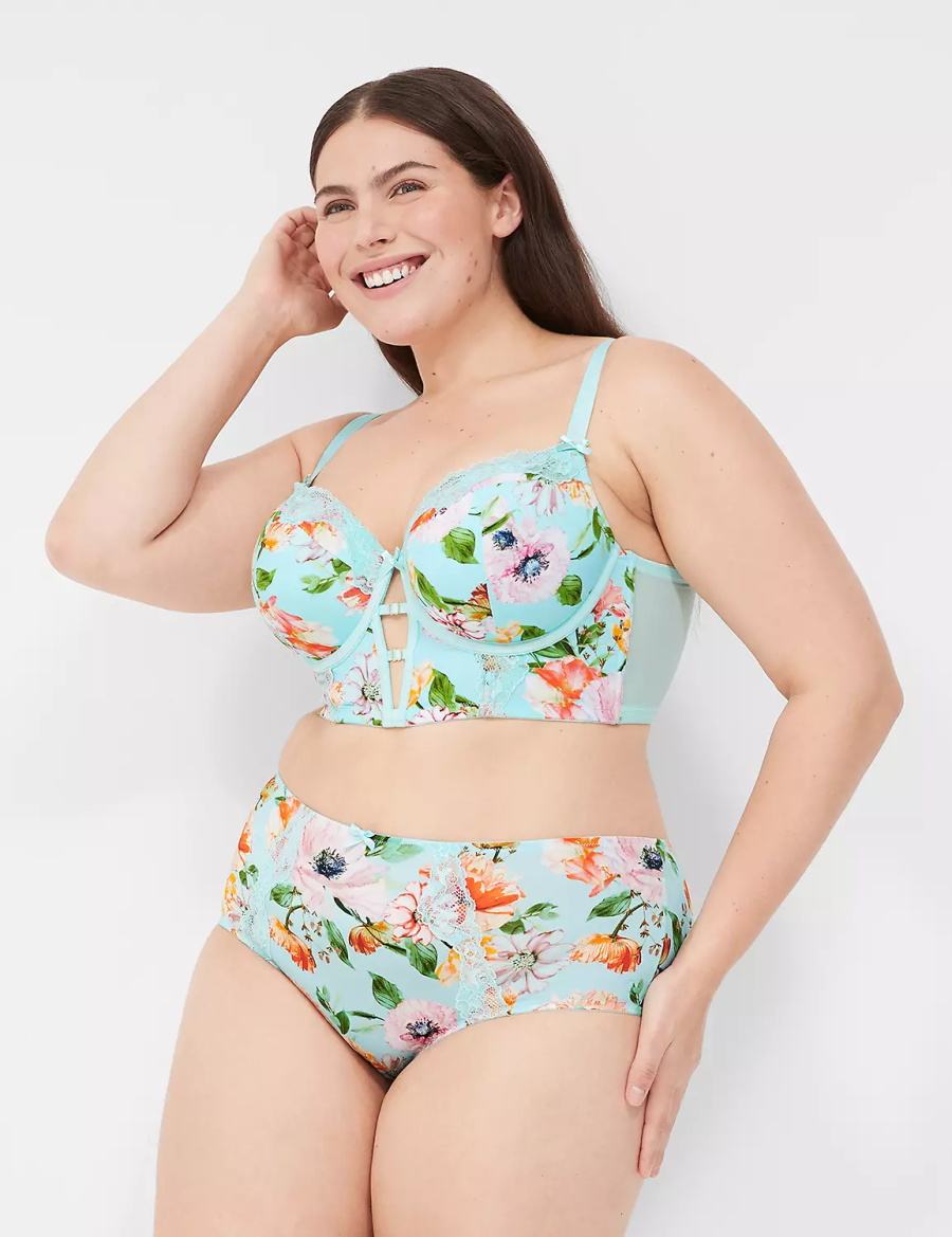 Lane Bryant Printed Lace-Trim Brief Women Cheeky Panty Turquoise | VOK3380HN