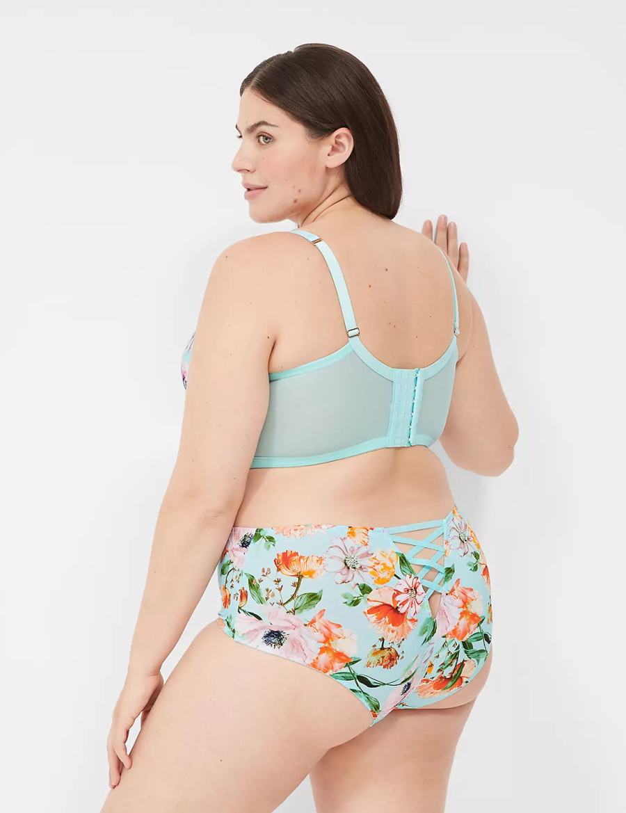 Lane Bryant Printed Lace-Trim Brief Women Cheeky Panty Turquoise | VOK3380HN