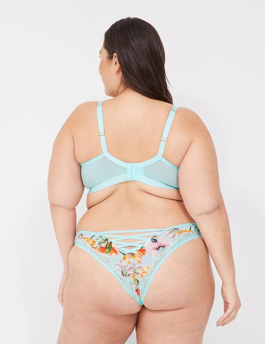 Lane Bryant Printed No-Wire Triangle Women Unlined Bra Turquoise | OEE969ED