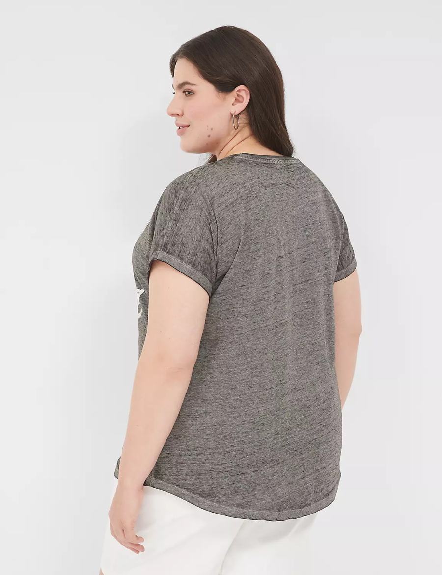 Lane Bryant Probably Late For Something Graphic Tee Women T Shirts Grey | NTO3971EX