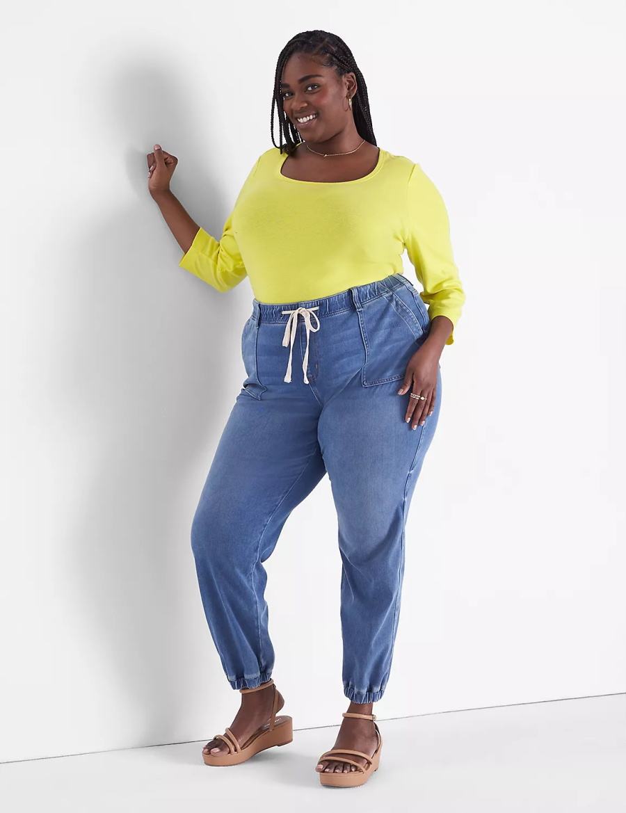 Lane Bryant Pull-On Boyfriend Jogger Women Jeans Blue | SQY9087DD